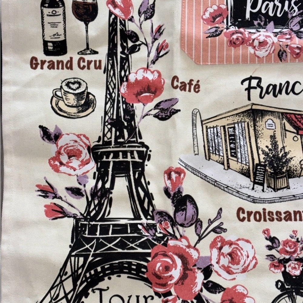 NWT Attitude Paris France Cooking Apron Paris Landmarks Heavy Canvas Adjustable - Picture 2 of 4